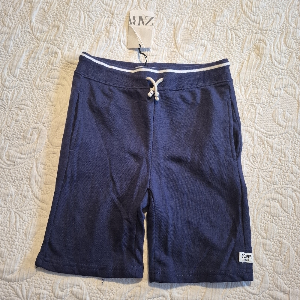 Zara boys size 10 navy blue french terry shorts, soft waisted, pull on 3 pockets